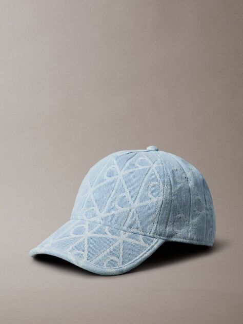 Denim Allover Emblem Logo Denim Baseball Cap  Women