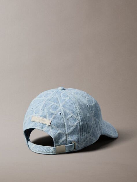 Denim Allover Emblem Logo Denim Baseball Cap  Women
