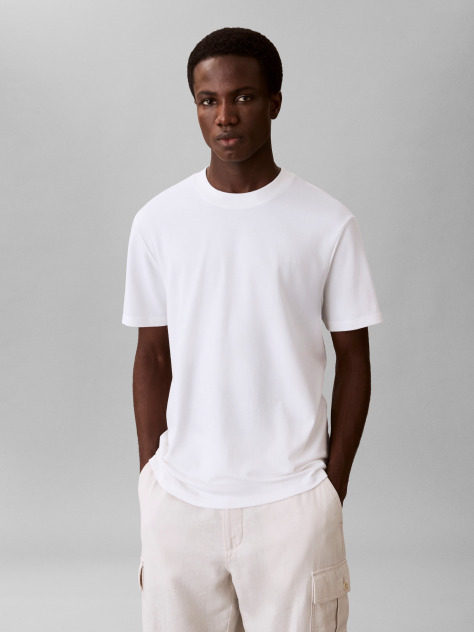 Λευκό T-Shirt Από Interlock Ύφασμα  Άνδρας