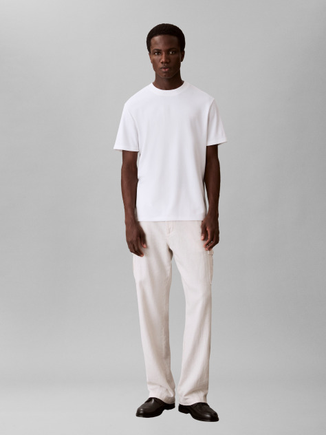 Λευκό T-Shirt Από Interlock Ύφασμα  Άνδρας