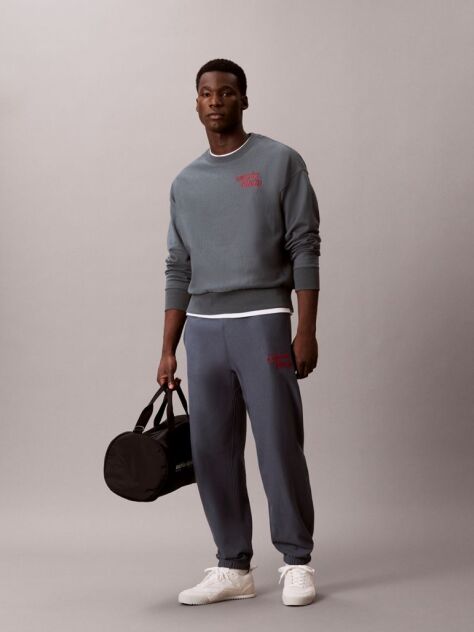 Blue Relaxed Embroidered Logo Joggers  Men