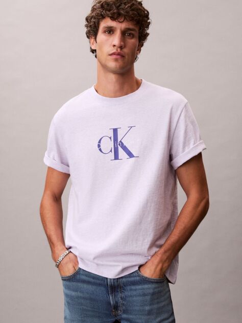 Μοβ T-Shirt Με Λογότυπο  Άνδρας