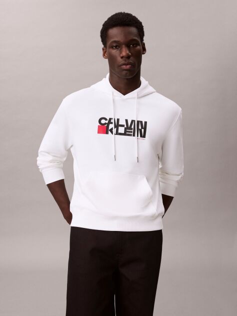 White Logo Graphic Hoodie  Men