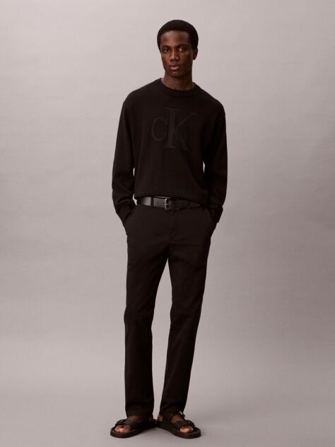 Black Slim Fit Buttoned Chinos  Men