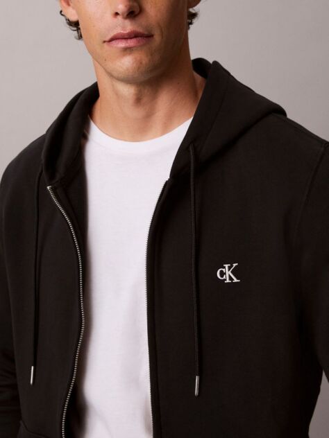 Black Tonal Monogram Sueded Terry Zip-Thru Hoodie  Men