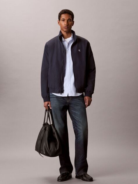 Blue Padded Nylon Zip-Up Jacket  Men