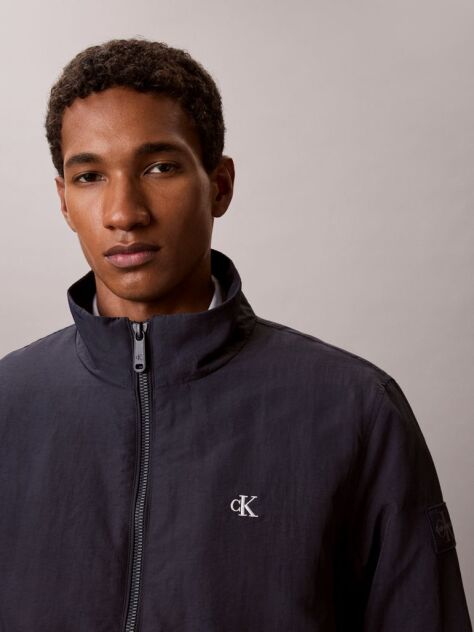 Blue Padded Nylon Zip-Up Jacket  Men