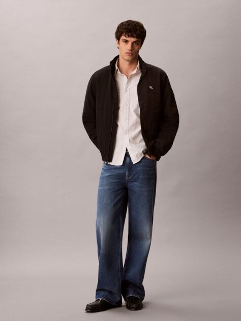 Black Padded Nylon Zip-Up Jacket  Men