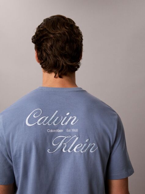 Blue Embroidered Logo T-shirt  Men