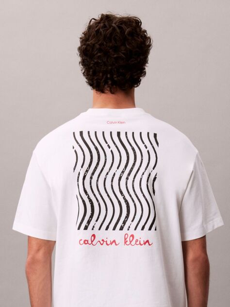 Λευκό T-Shirt Με Γραφικό Λογότυπο Και Στρογγυλή Λαιμόκοψη  Άνδρας