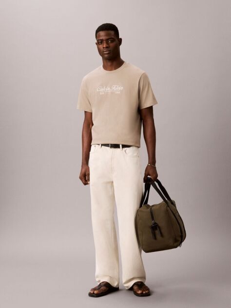 Brown Embroidered Logo T-shirt  Men