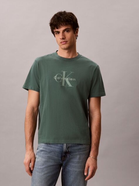 Green Washed Cotton Monogram T-shirt  Men