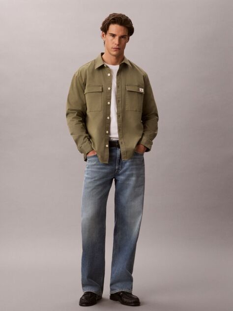 Πράσινο Utility Overshirt Από Άνετο Βαμβάκι  Άνδρας