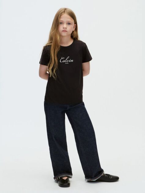 Μαύρο Παιδικό T-Shirt Με Λογότυπο Script  Κορίτσι