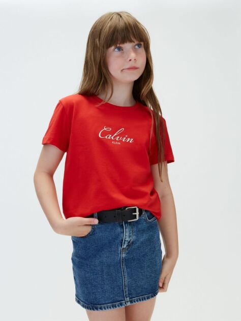 Κόκκινο Παιδικό T-Shirt Με Λογότυπο Script  Κορίτσι