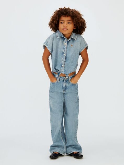 Denim Demin Front Tie Top  Girls