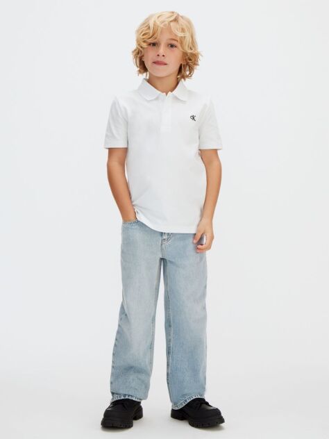 White Cotton Stretch Polo Shirt  Boys