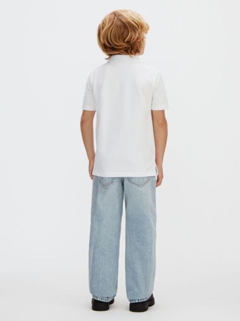White Cotton Stretch Polo Shirt  Boys