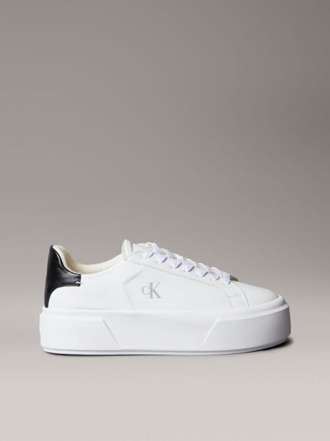 White Sienna - Leather Logo Platform Trainers  Women