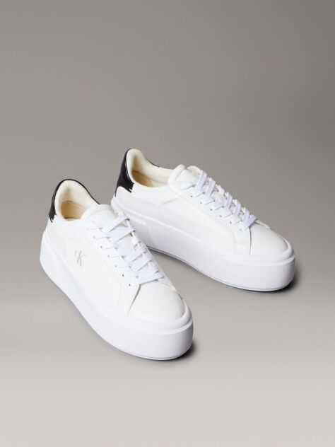 White Sienna - Leather Logo Platform Trainers  Women