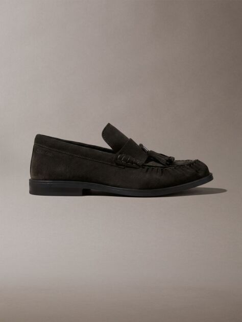 Brown Hardware Tassel Suede Loafers  Men