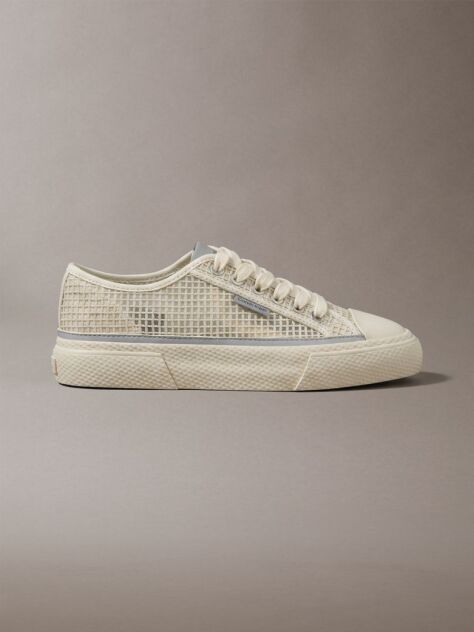Beige Raffia Vulcanised Trainers  Women