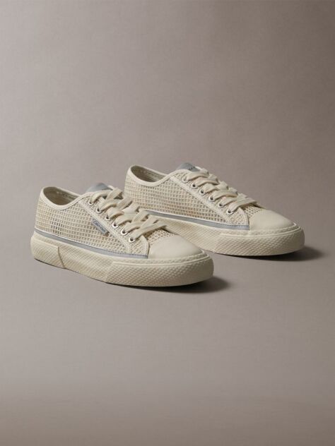 Beige Raffia Vulcanised Trainers  Women