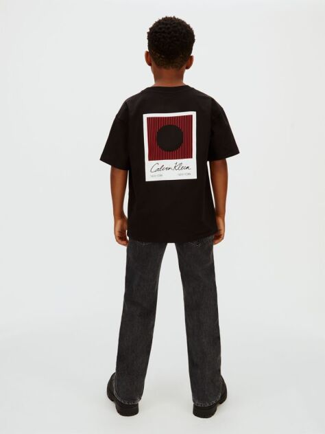 Μαύρο Άνετο T-Shirt Με Τύπωμα Στο Πίσω Μέρος  Αγόρι