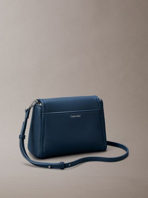 Blue Pebble Grain Crossbody Bag  Women