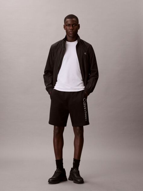 Black Graphic Logo Terry Shorts  Men