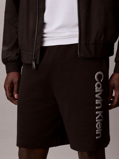 Black Graphic Logo Terry Shorts  Men