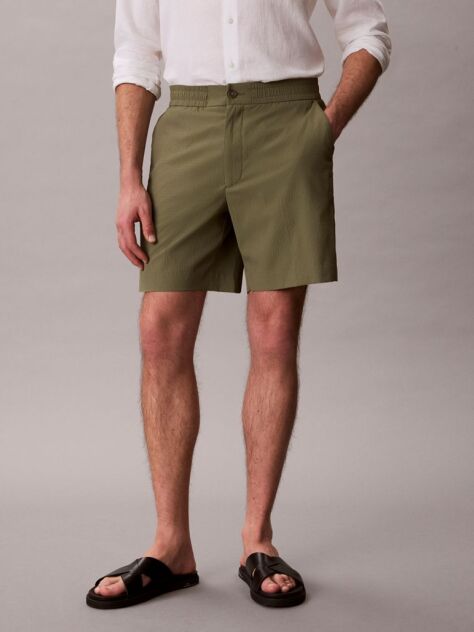 Green Seersucker Shorts  Men