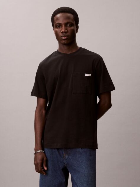 Black Chest Pocket Badge T-shirt  Men