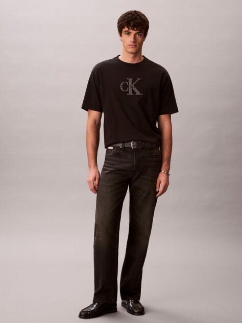 Black Relaxed Logo Appliqué T-shirt  Men