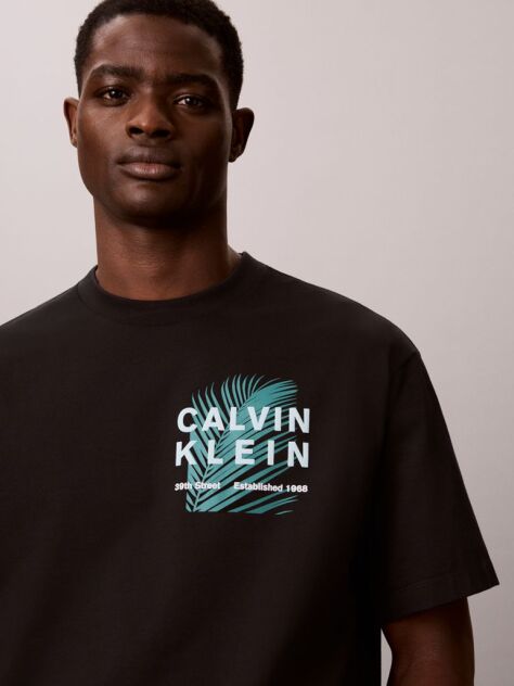 Black Palm Logo Graphic Crew Neck T-Shirt  Men