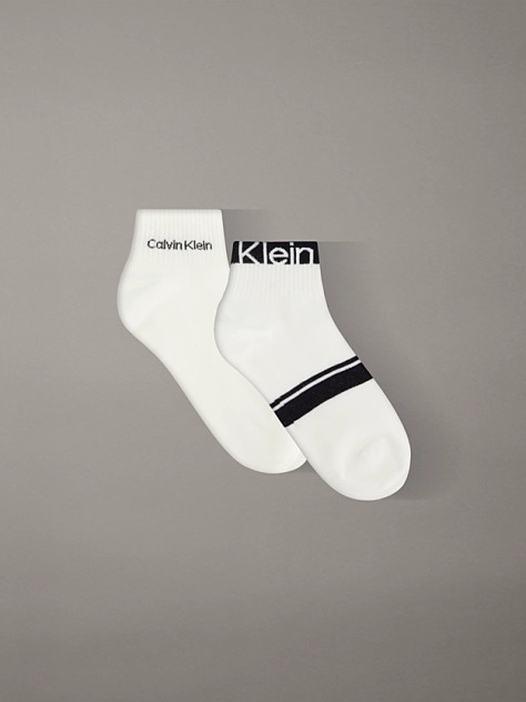 White 2 Pack Quarter Socks  Men