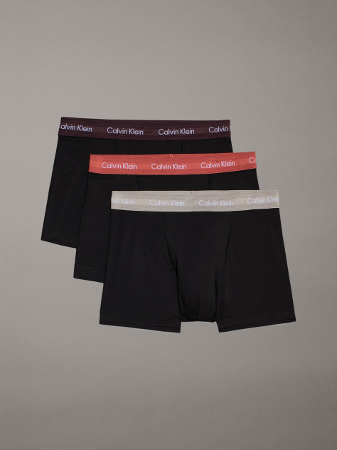 Black 3 Pack Trunks - Cotton Stretch  Men