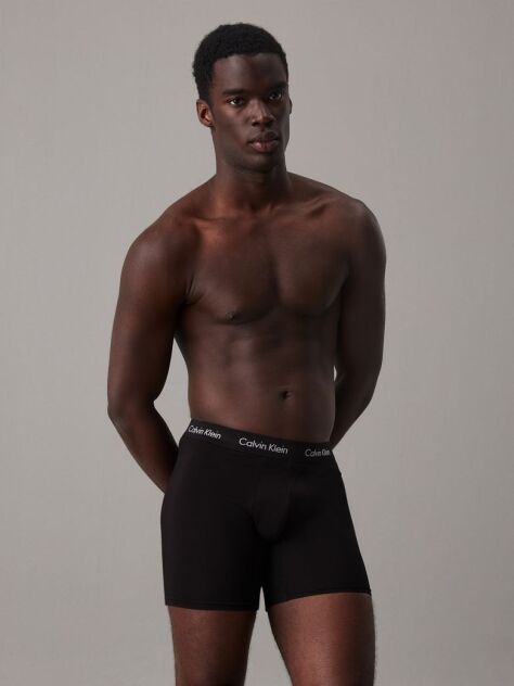 Black 3 Pack Boxer Briefs - Cotton Stretch  Men