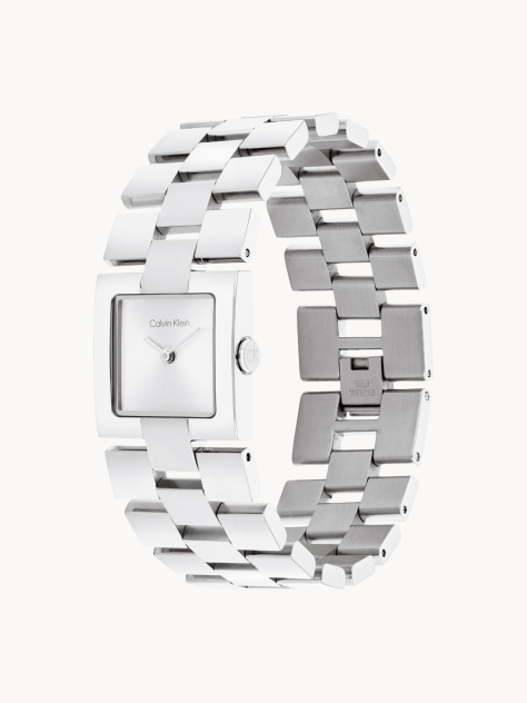 Silver Stainless Steel Square Bracelet Watch  Women