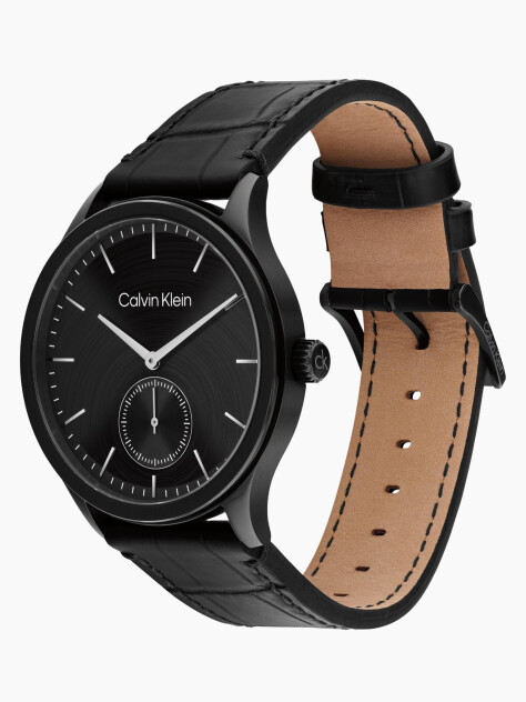 Black Leather Watch  Men