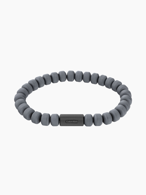Grey Barrel Bead Bracelet  Men
