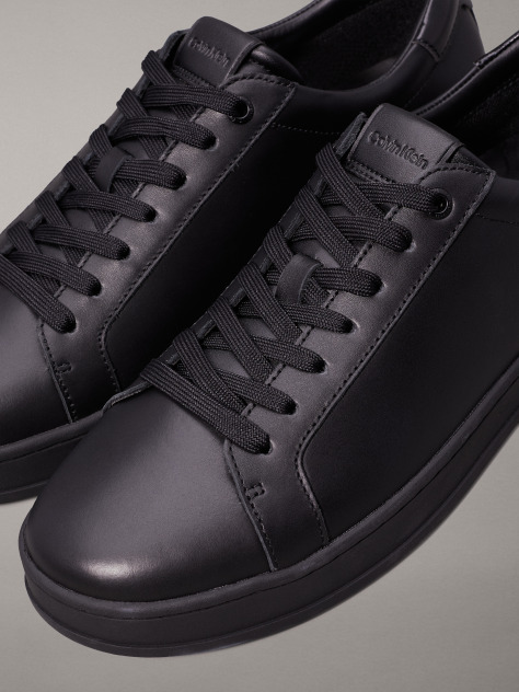 Black Leather Trainers  Men