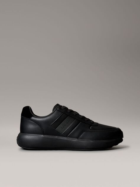 Μαύρο Δερμάτινα Δετά Sneakers  Άνδρας