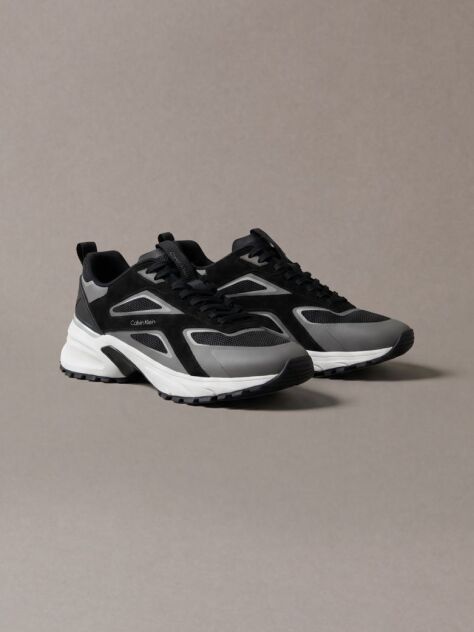 Black Knit Mesh Runner Trainers  Men
