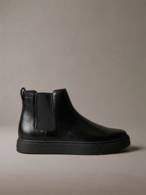 Black Leather Hybrid Cupsole Chelsea Boots  Men