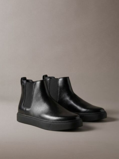 Black Leather Hybrid Cupsole Chelsea Boots  Men