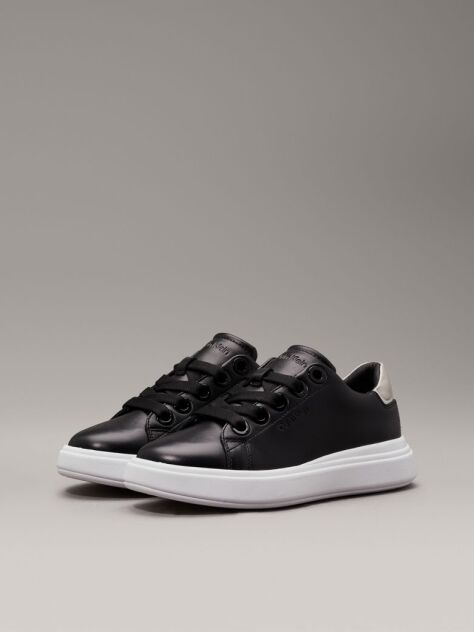 Black Leather Trainers  Women