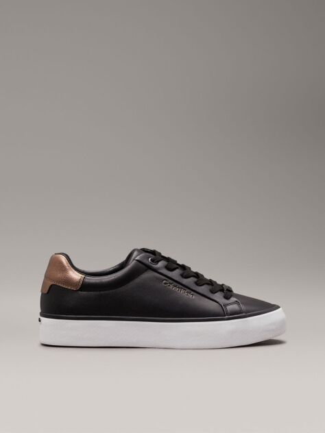 Black Leather Trainers  Women
