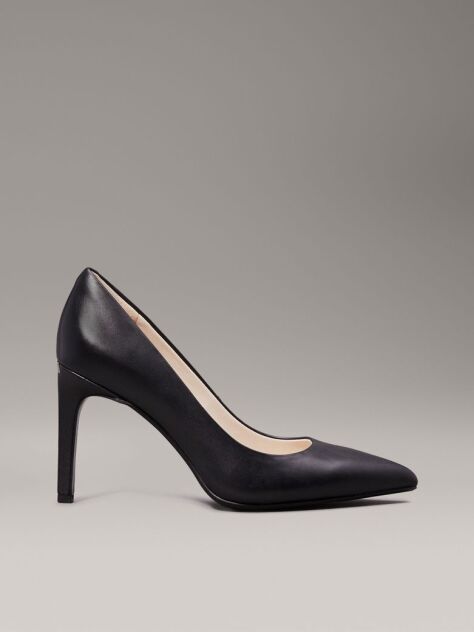 Black Leather Stiletto Pumps  Women
