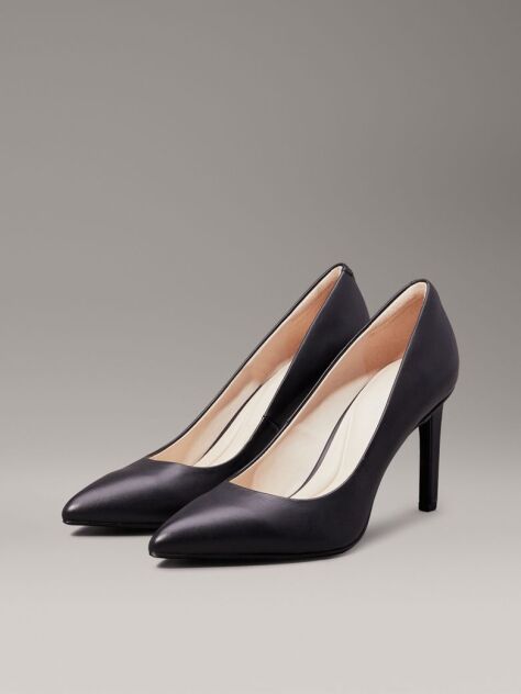 Black Leather Stiletto Pumps  Women